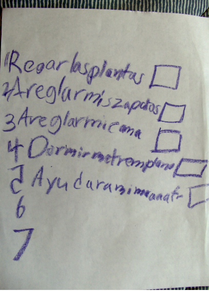 Lista de cosas para hacer, como lo hace su madre (6 años).