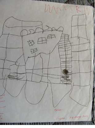 Casa grande, dibujo. (5 años)